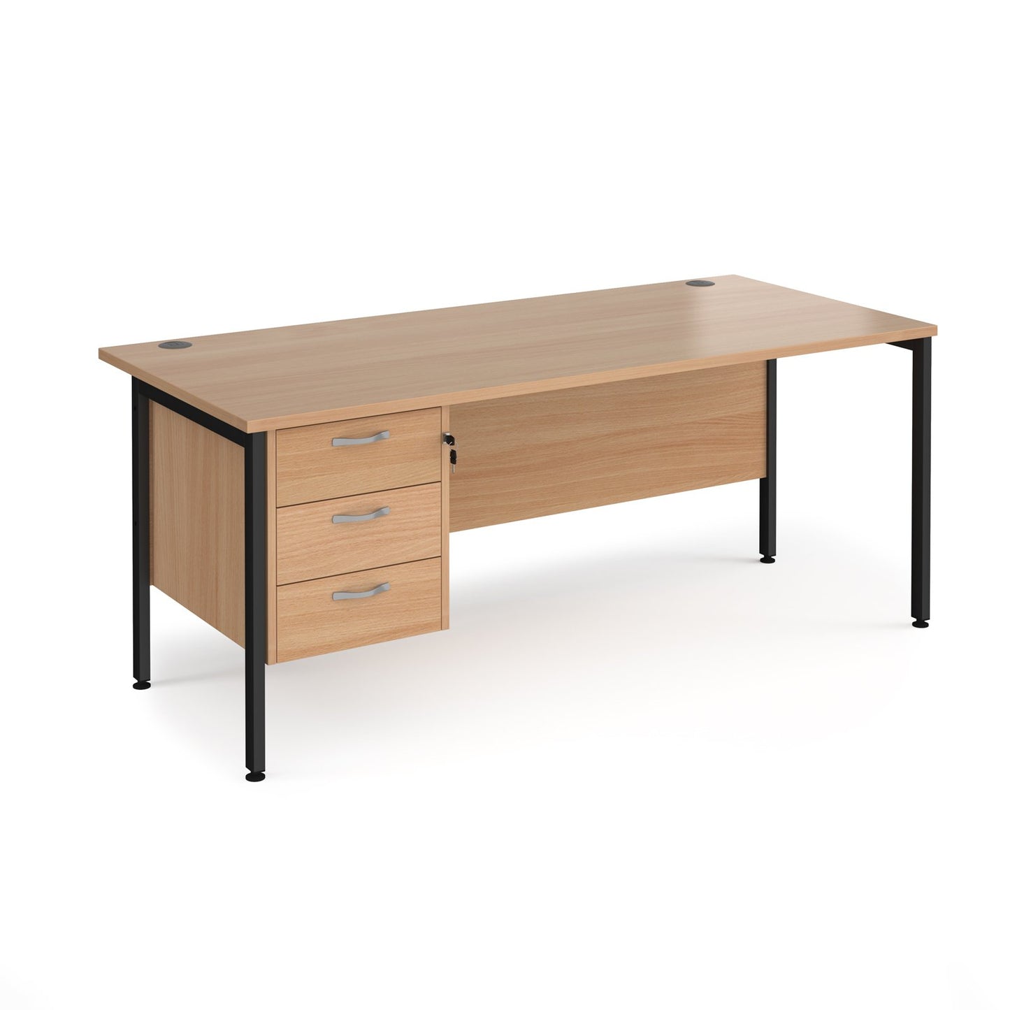 Maestro 25 H-Frame 800mm deep desk with 3 drawer ped