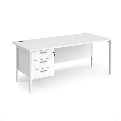 Maestro 25 H-Frame 800mm deep desk with 3 drawer ped