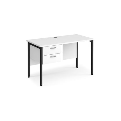 Maestro 25 H-Frame 600mm deep desk with 2 drawer ped