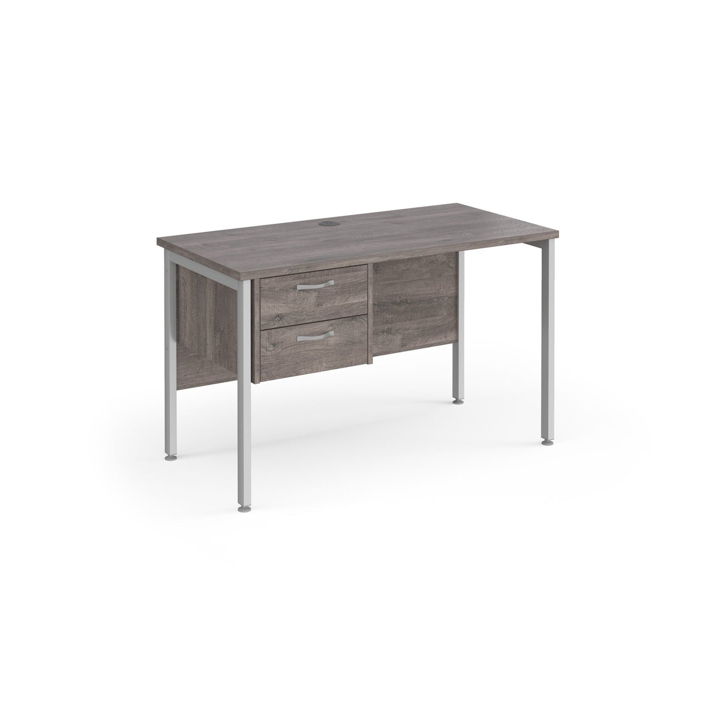 Maestro 25 H-Frame 600mm deep desk with 2 drawer ped