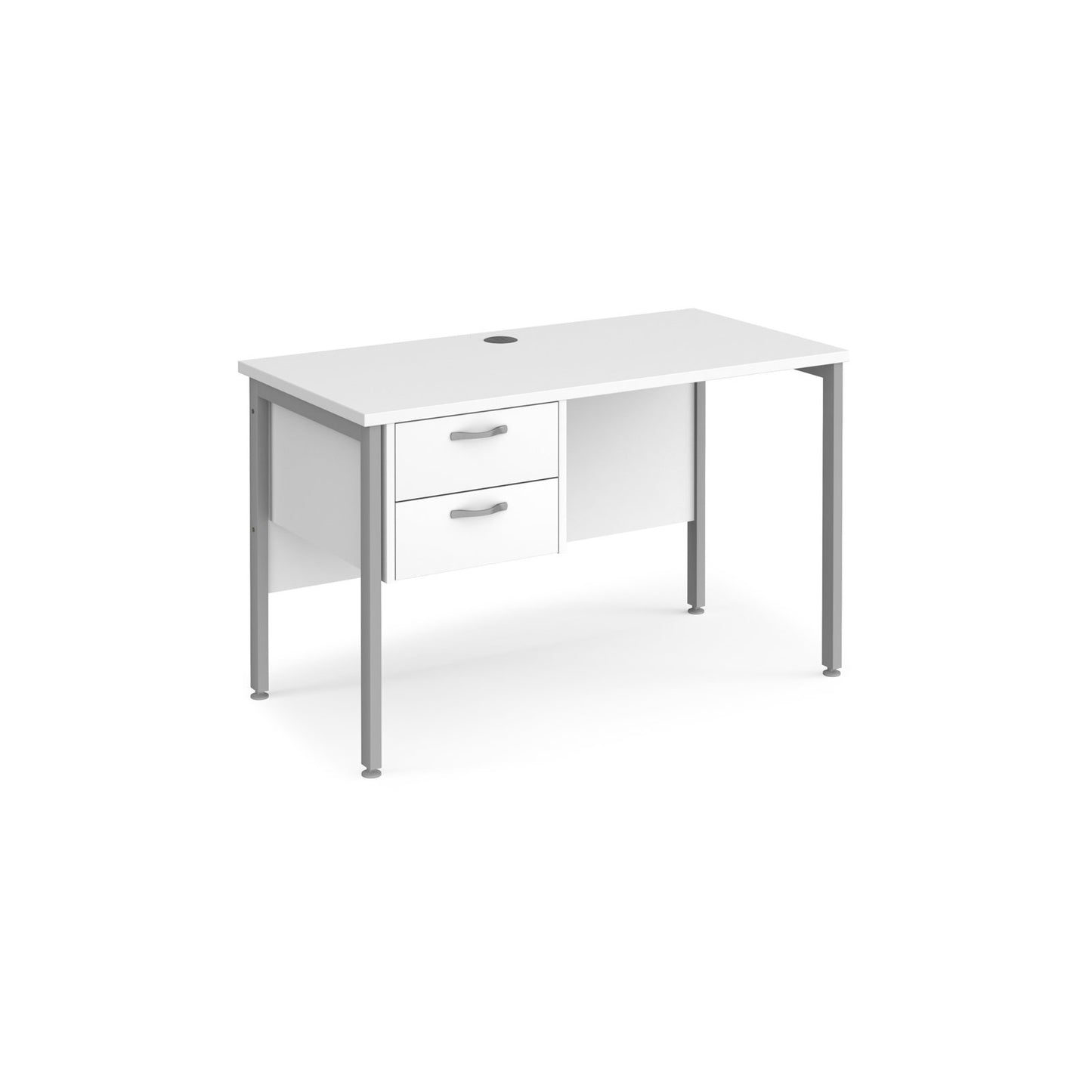 Maestro 25 H-Frame 600mm deep desk with 2 drawer ped