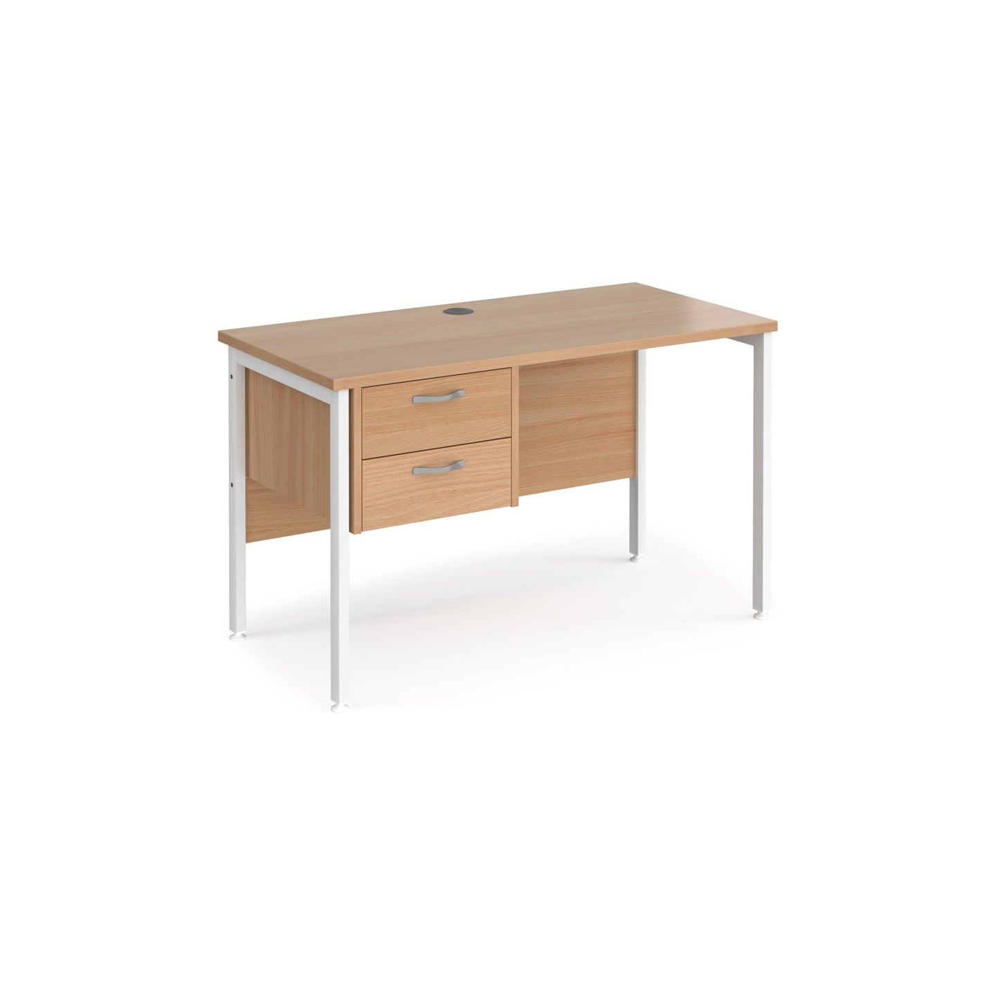 Maestro 25 H-Frame 600mm deep desk with 2 drawer ped