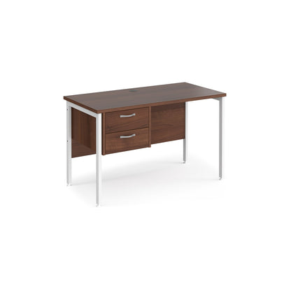 Maestro 25 H-Frame 600mm deep desk with 2 drawer ped