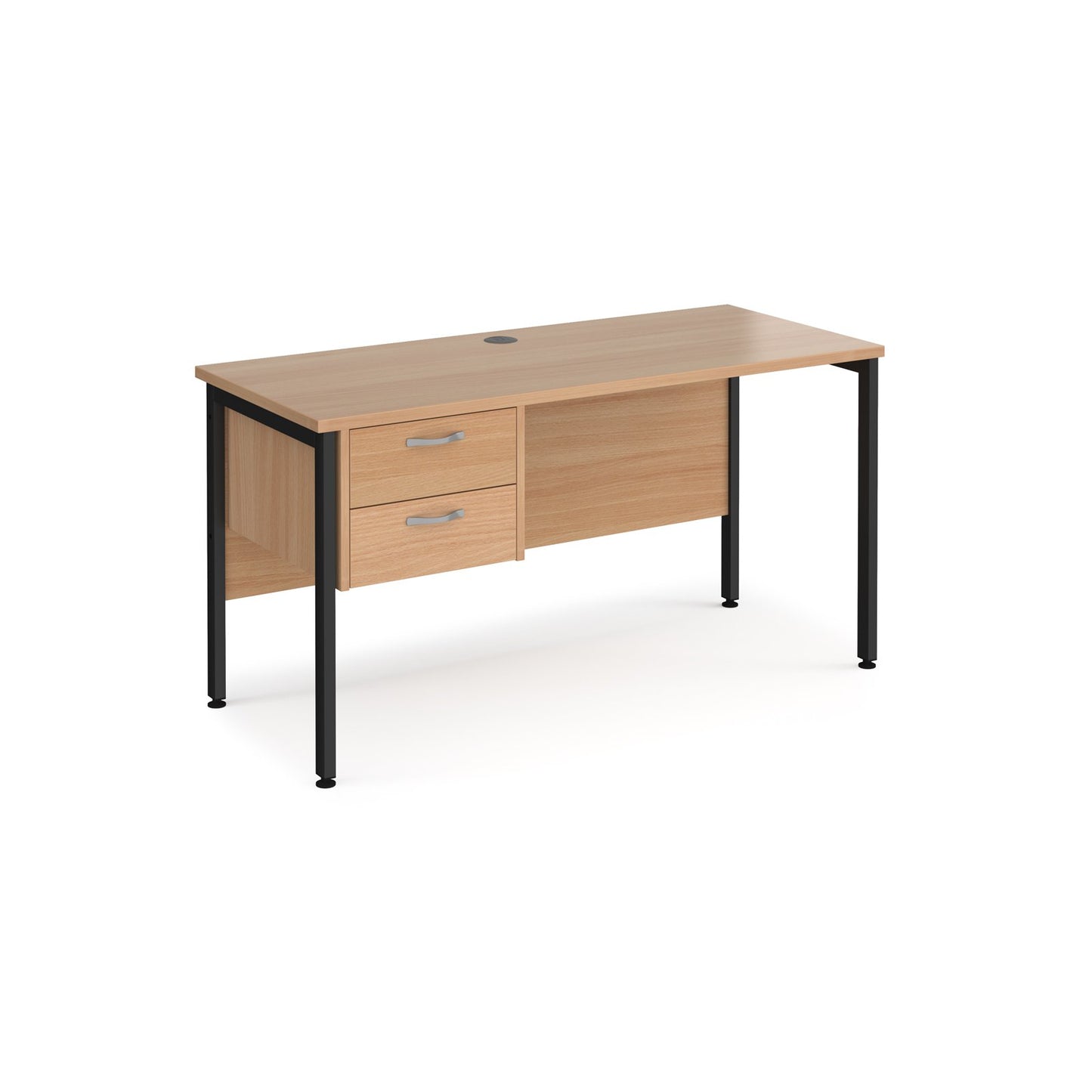 Maestro 25 H-Frame 600mm deep desk with 2 drawer ped