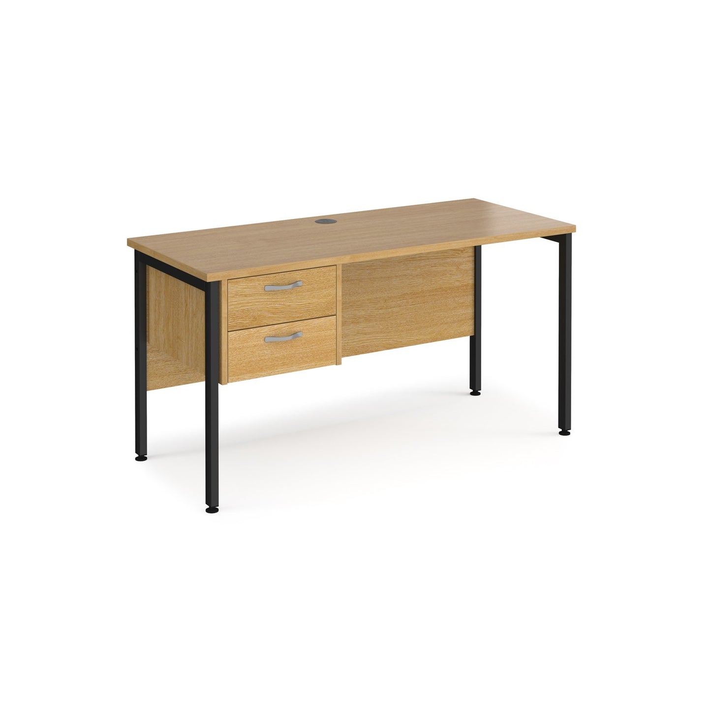 Maestro 25 H-Frame 600mm deep desk with 2 drawer ped