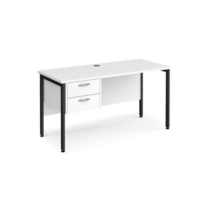 Maestro 25 H-Frame 600mm deep desk with 2 drawer ped