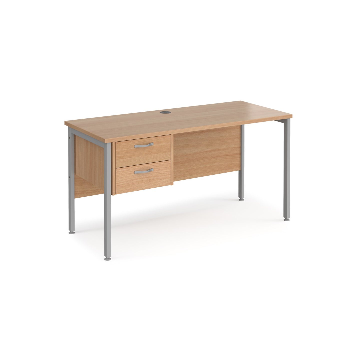 Maestro 25 H-Frame 600mm deep desk with 2 drawer ped