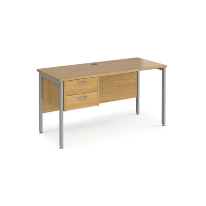 Maestro 25 H-Frame 600mm deep desk with 2 drawer ped