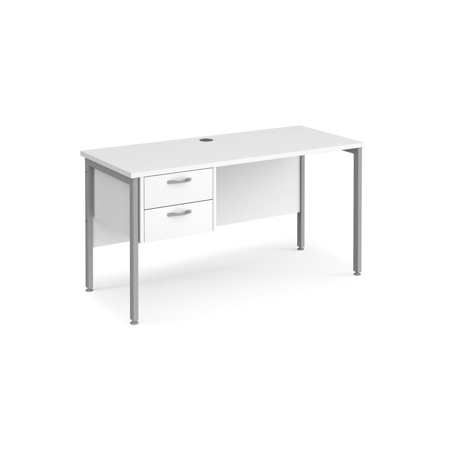 Maestro 25 H-Frame 600mm deep desk with 2 drawer ped