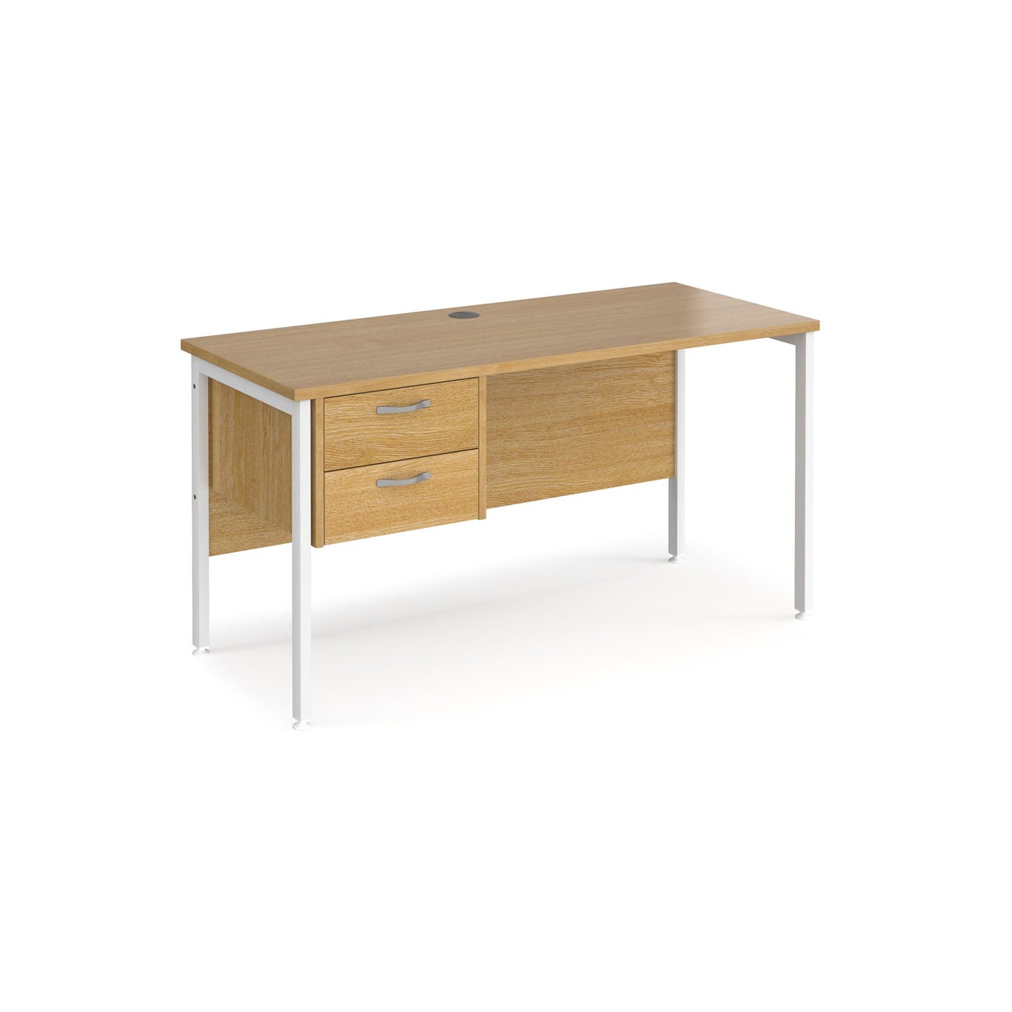 Maestro 25 H-Frame 600mm deep desk with 2 drawer ped