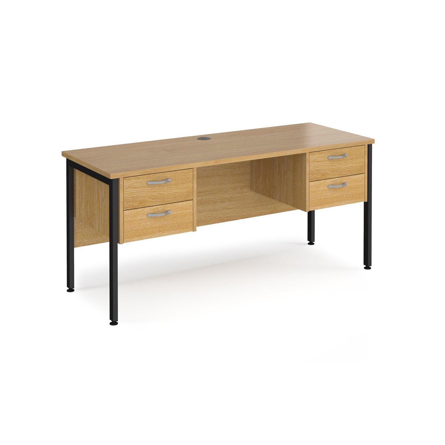 Maestro 25 H-Frame 600mm deep desk with 2 x 2 drawer peds