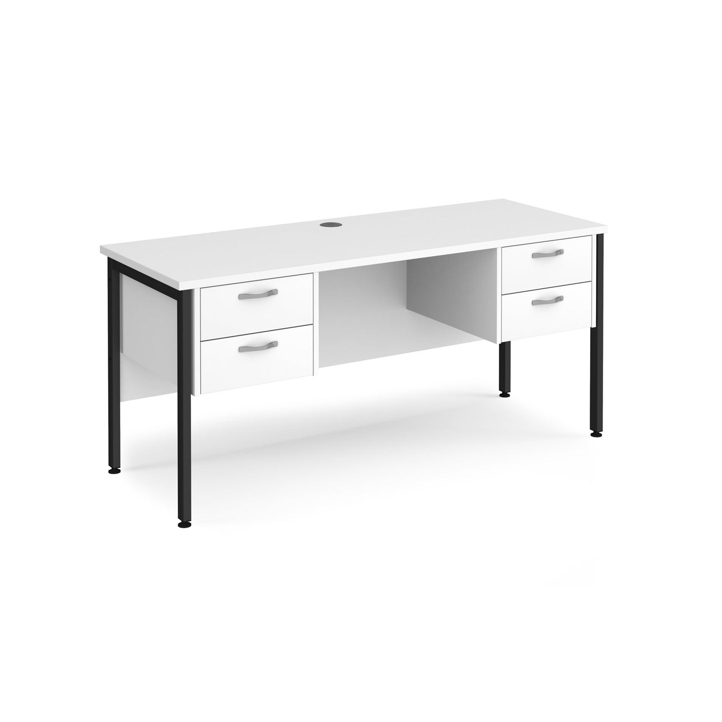 Maestro 25 H-Frame 600mm deep desk with 2 x 2 drawer peds