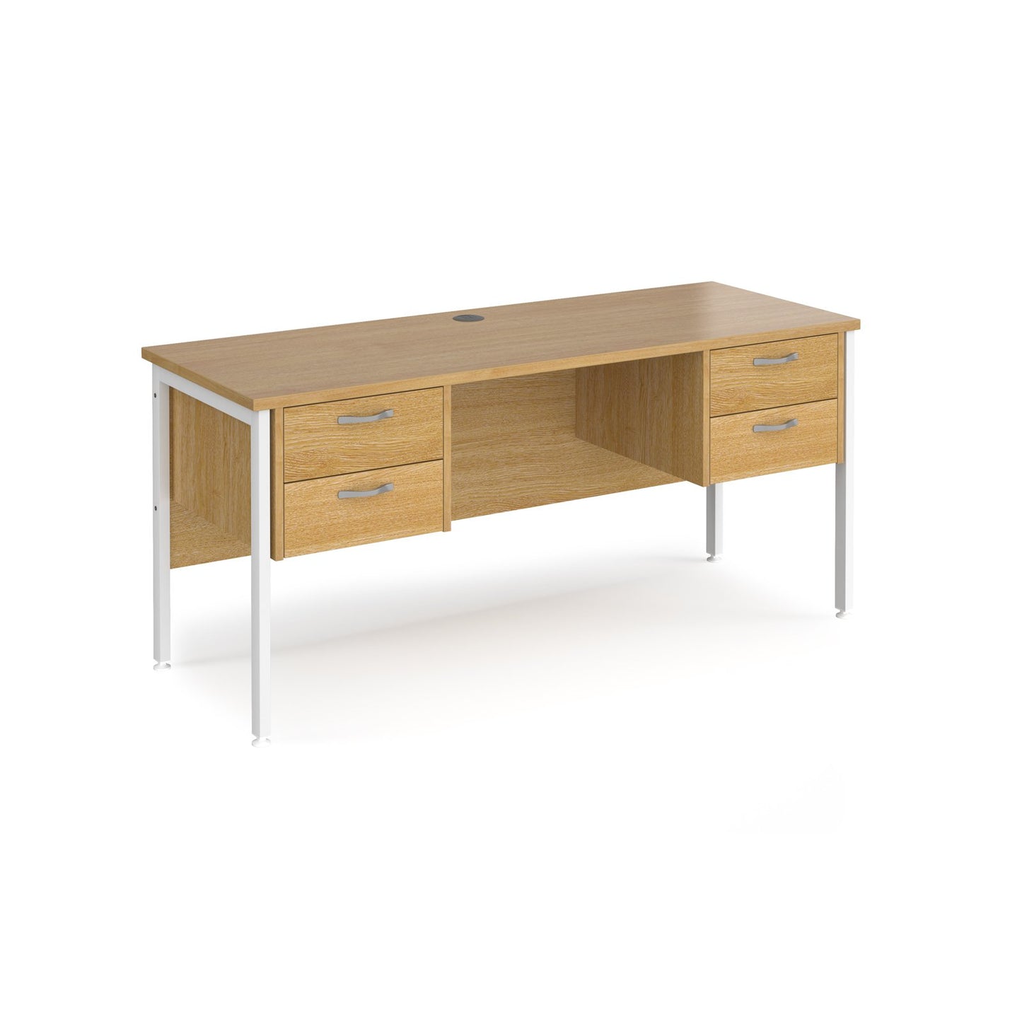 Maestro 25 H-Frame 600mm deep desk with 2 x 2 drawer peds