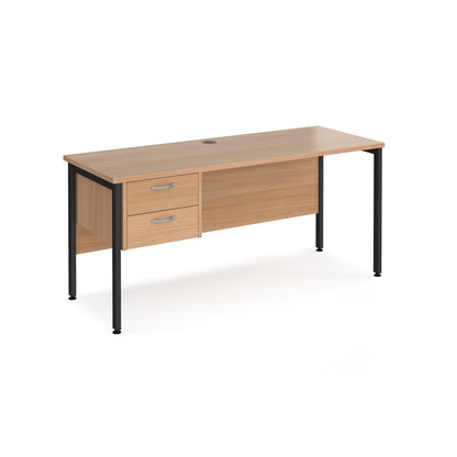 Maestro 25 H-Frame 600mm deep desk with 2 drawer ped