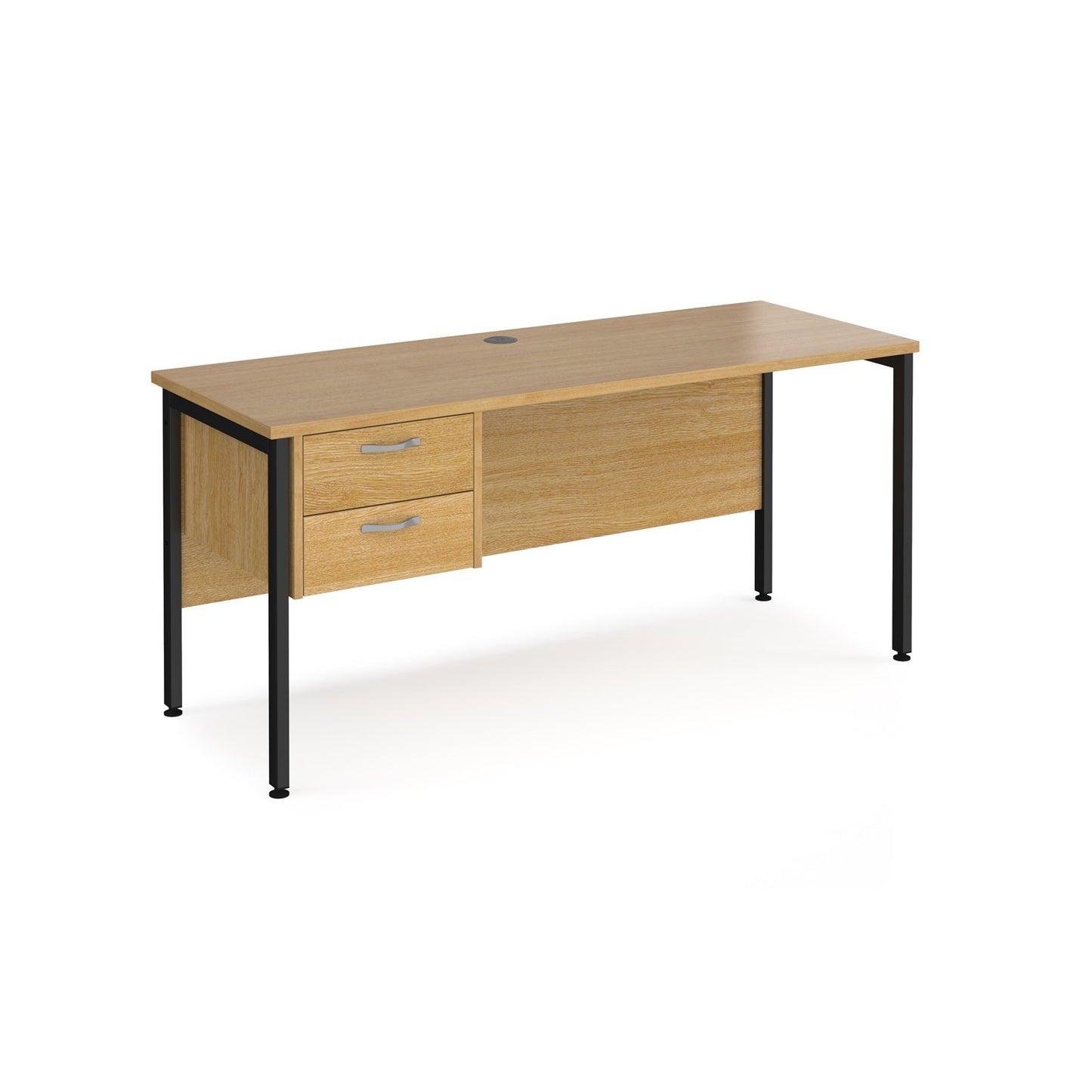 Maestro 25 H-Frame 600mm deep desk with 2 drawer ped