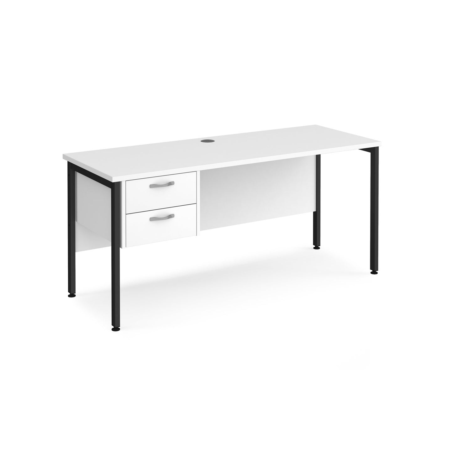 Maestro 25 H-Frame 600mm deep desk with 2 drawer ped