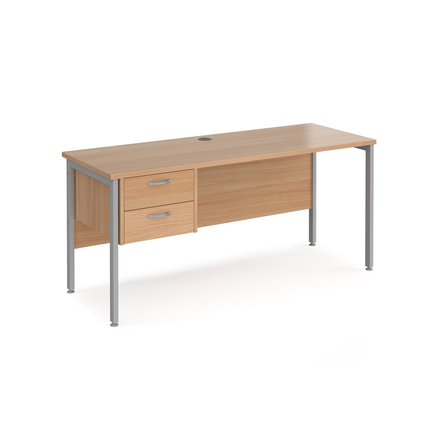 Maestro 25 H-Frame 600mm deep desk with 2 drawer ped