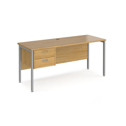 Maestro 25 H-Frame 600mm deep desk with 2 drawer ped