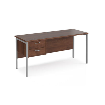 Maestro 25 H-Frame 600mm deep desk with 2 drawer ped