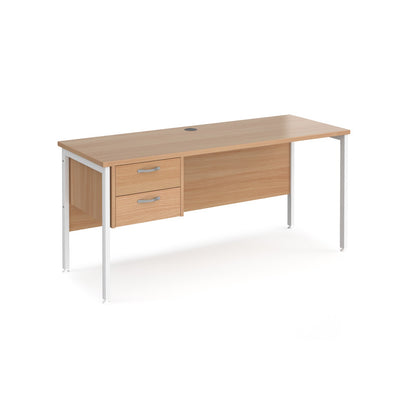 Maestro 25 H-Frame 600mm deep desk with 2 drawer ped