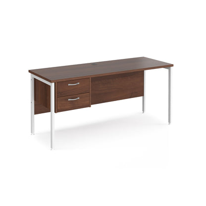 Maestro 25 H-Frame 600mm deep desk with 2 drawer ped