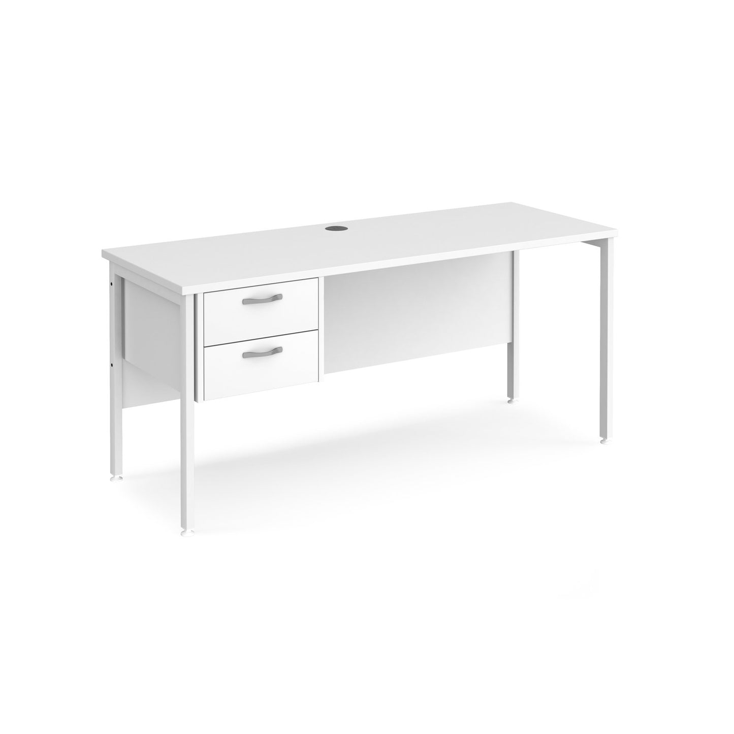 Maestro 25 H-Frame 600mm deep desk with 2 drawer ped