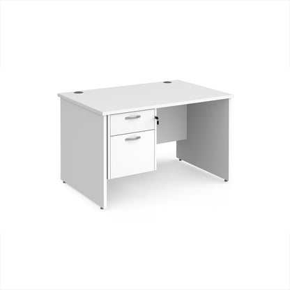 Maestro 25 panel end 800mm deep desk with 2 drawer ped - MP12P2WH