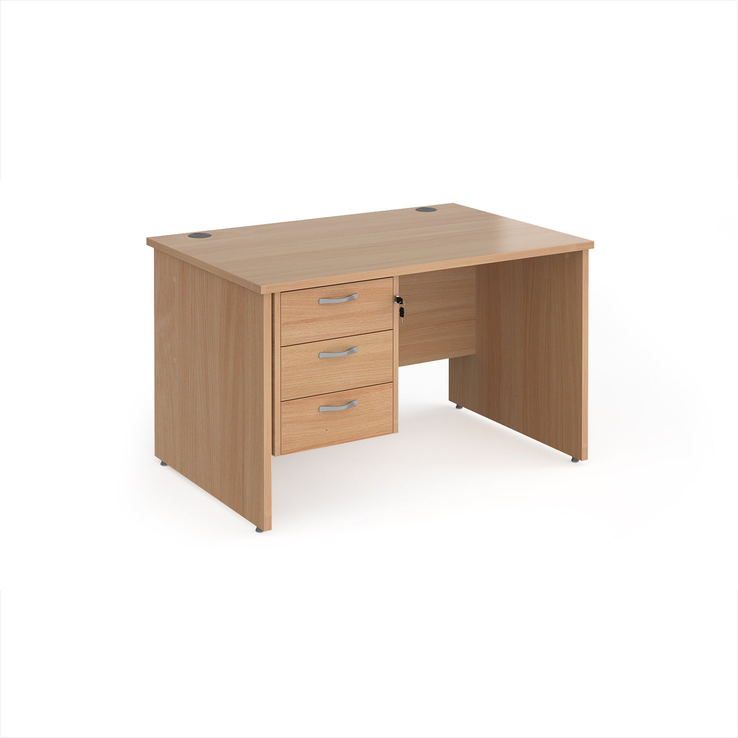 Maestro 25 panel end 800mm deep desk with 3 drawer ped - MP12P3B