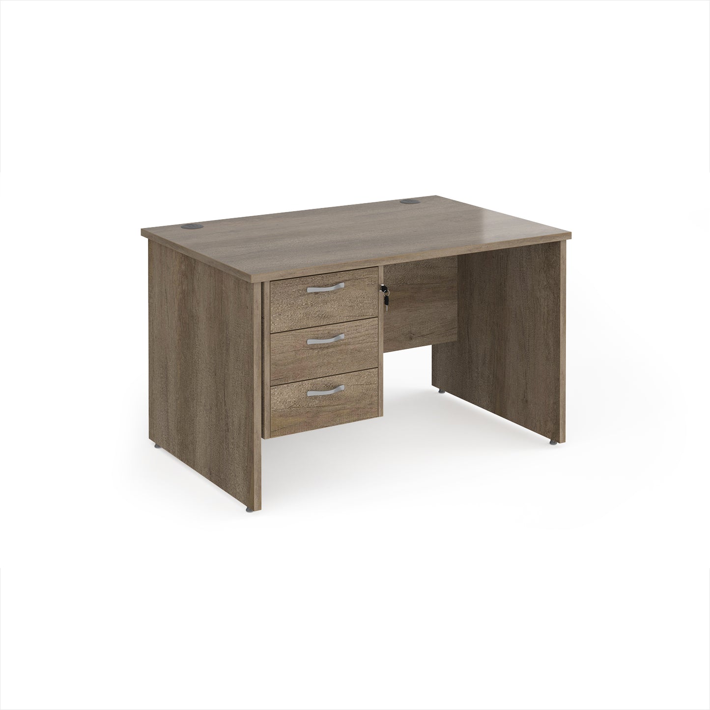 Maestro 25 panel end 800mm deep desk with 3 drawer ped - MP12P3NO