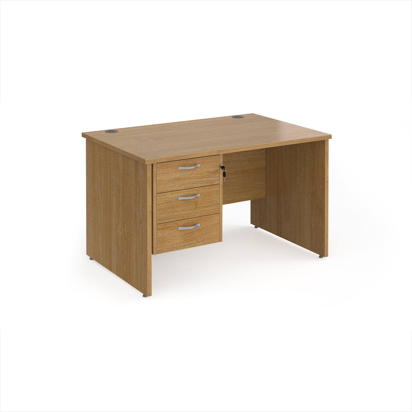 Maestro 25 panel end 800mm deep desk with 3 drawer ped - MP12P3O