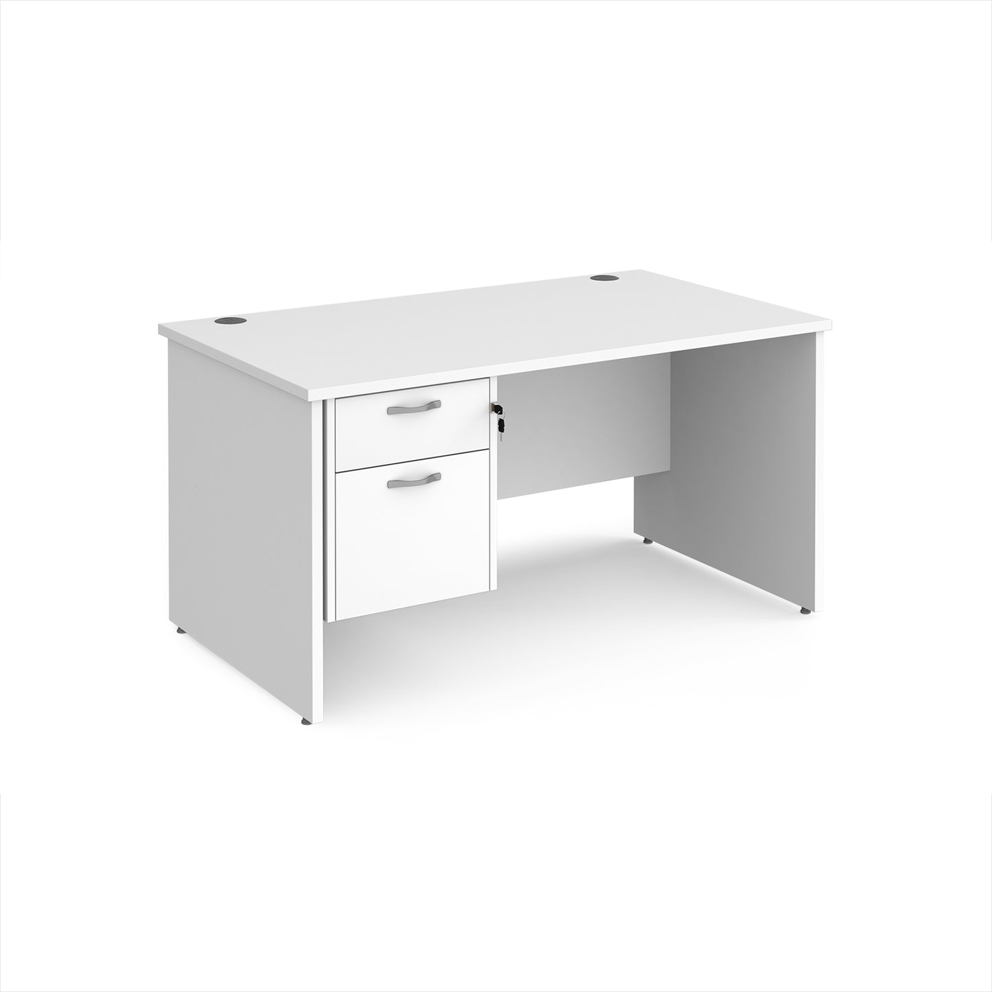 Maestro 25 panel end 800mm deep desk with 2 drawer ped - MP14P2WH