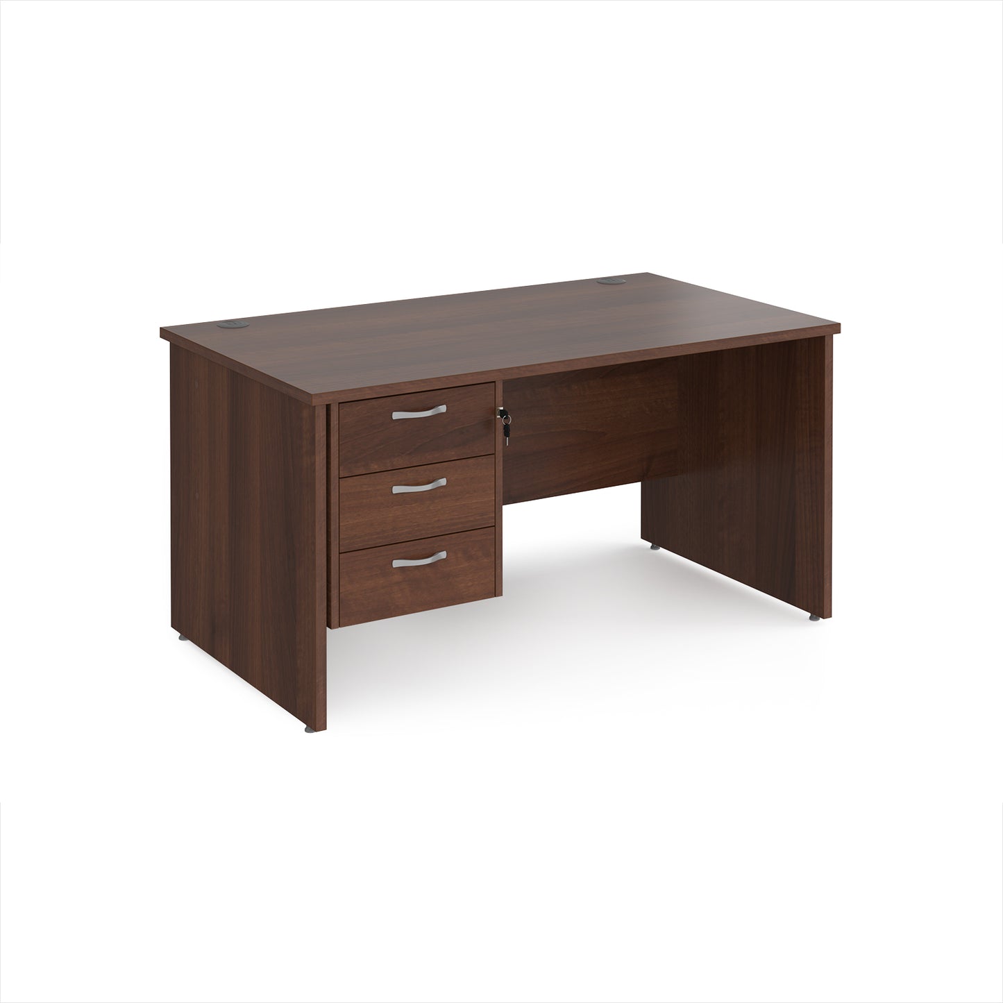 Maestro 25 panel end 800mm deep desk with 3 drawer ped - MP14P3W