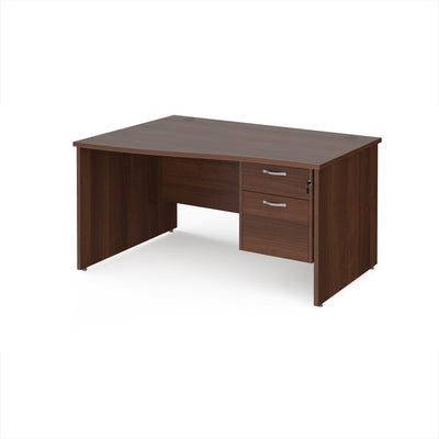 Maestro 25 panel end left hand wave desk with 2 drawer ped - MP14WLP2W