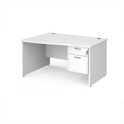 Maestro 25 panel end left hand wave desk with 2 drawer ped - MP14WLP2WH