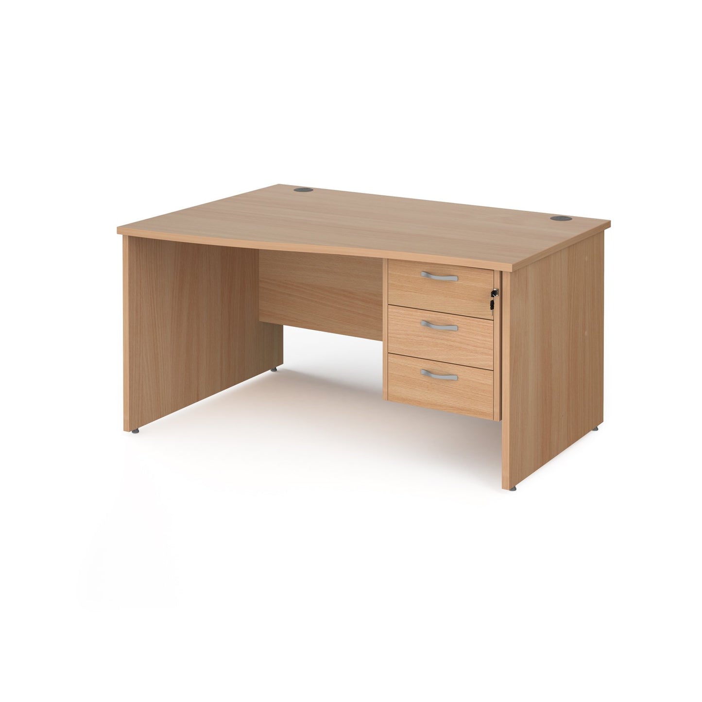 Maestro 25 panel end left hand wave desk with 3 drawer ped