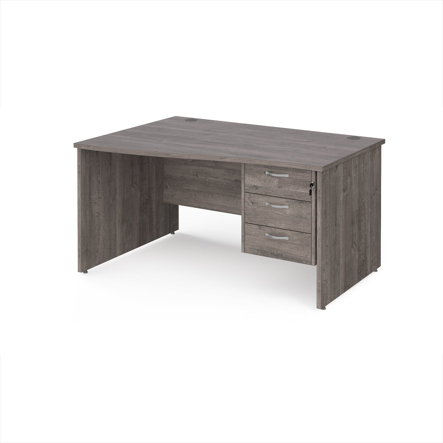 Maestro 25 panel end left hand wave desk with 3 drawer ped - MP14WLP3GO