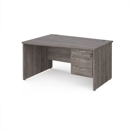 Maestro 25 panel end left hand wave desk with 3 drawer ped - MP14WLP3GO