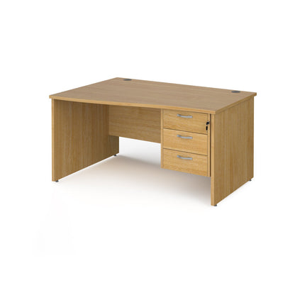 Maestro 25 panel end left hand wave desk with 3 drawer ped