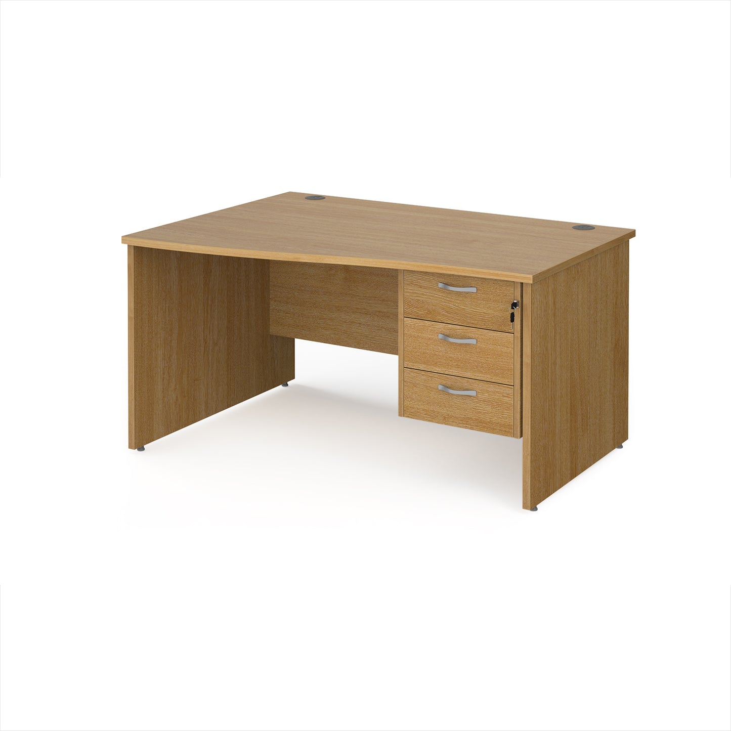 Maestro 25 panel end left hand wave desk with 3 drawer ped - MP14WLP3O