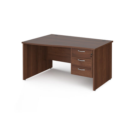 Maestro 25 panel end left hand wave desk with 3 drawer ped