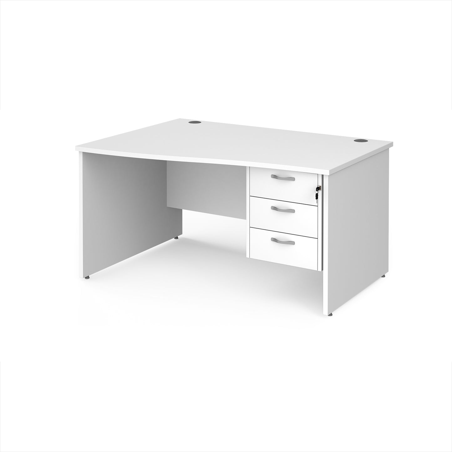 Maestro 25 panel end left hand wave desk with 3 drawer ped - MP14WLP3WH