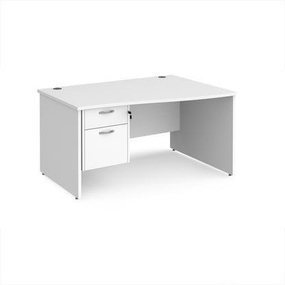 Maestro 25 panel end right hand wave desk with 2 drawer ped - MP14WRP2WH