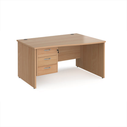 Maestro 25 panel end right hand wave desk with 3 drawer ped - MP14WRP3B