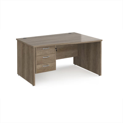 Maestro 25 panel end right hand wave desk with 3 drawer ped - MP14WRP3NO