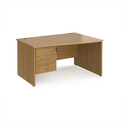 Maestro 25 panel end right hand wave desk with 3 drawer ped - MP14WRP3O