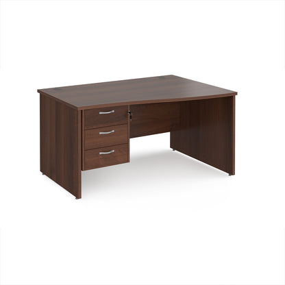 Maestro 25 panel end right hand wave desk with 3 drawer ped - MP14WRP3W