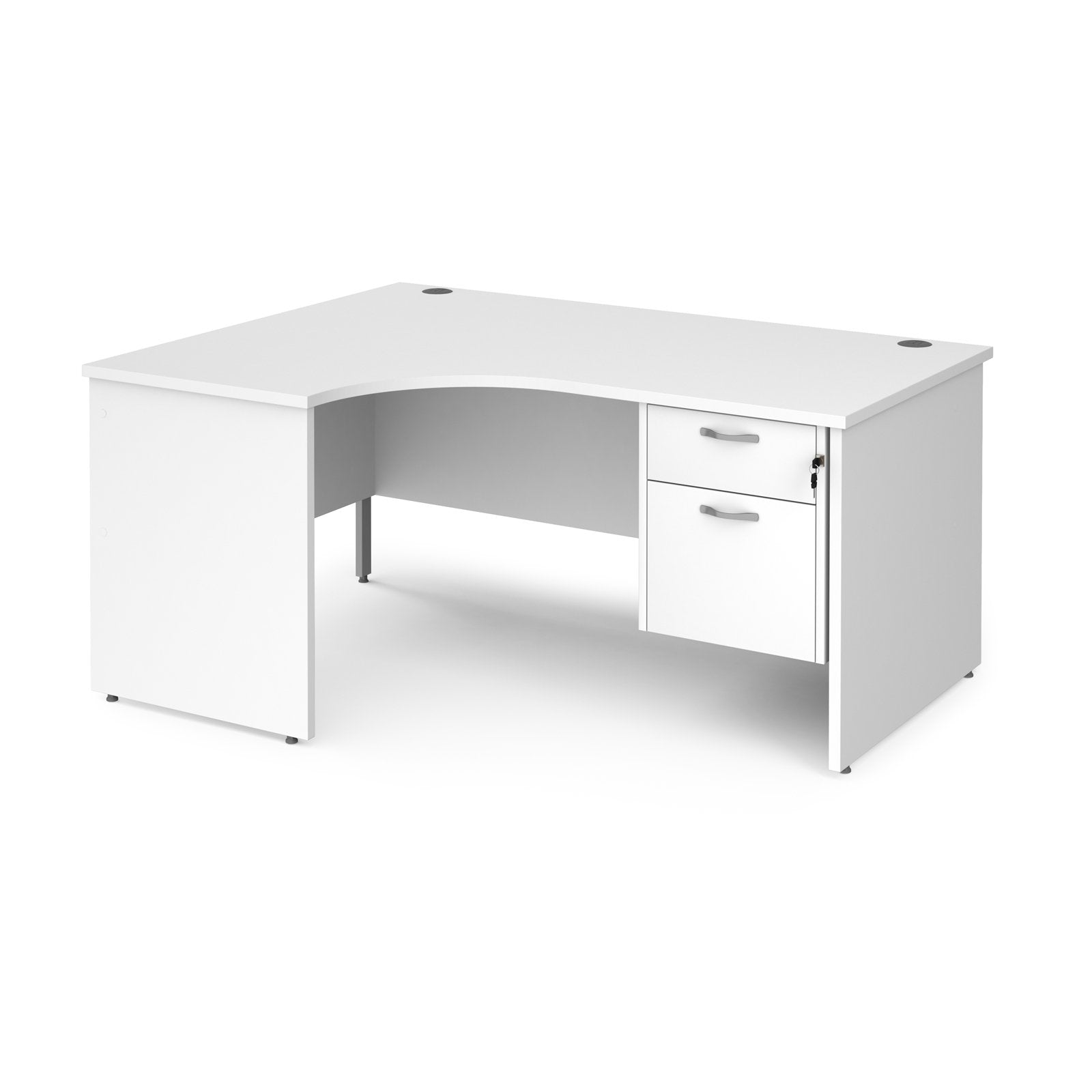 Maestro 25 panel end left hand ergonomic corner desk with 2 drawer ped