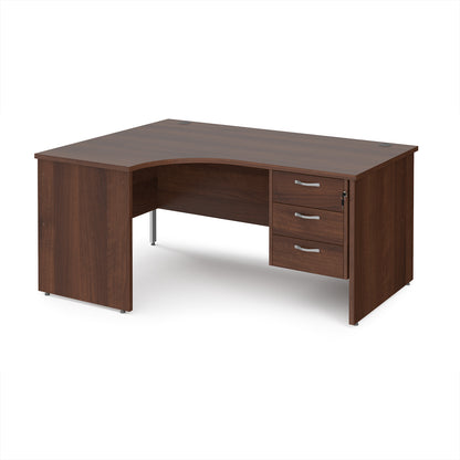 Maestro 25 panel end left hand ergonomic desk with 3 drawer ped - MP16ELP3W