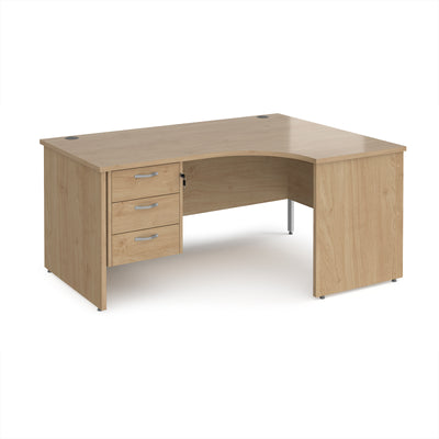 Maestro 25 panel end right hand ergonomic desk with 3 drawer ped - MP16ERP3KO