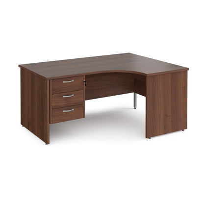 Maestro 25 panel end right hand ergonomic corner desk with 3 drawer ped